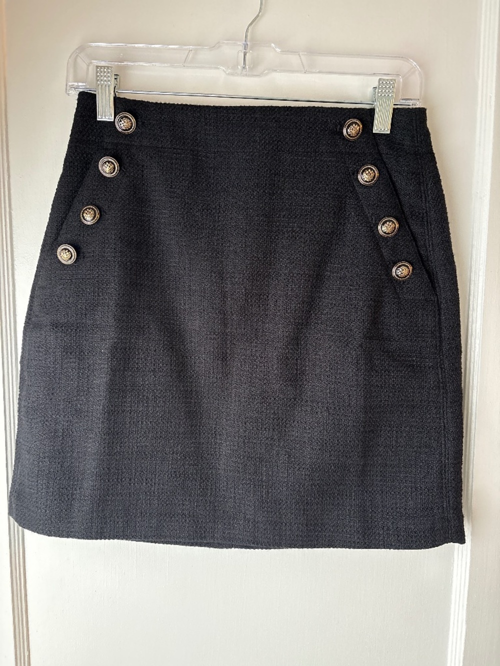 Loft Petite Tweed Admiral Shift Skirt, Black, Sz 0P, NWT